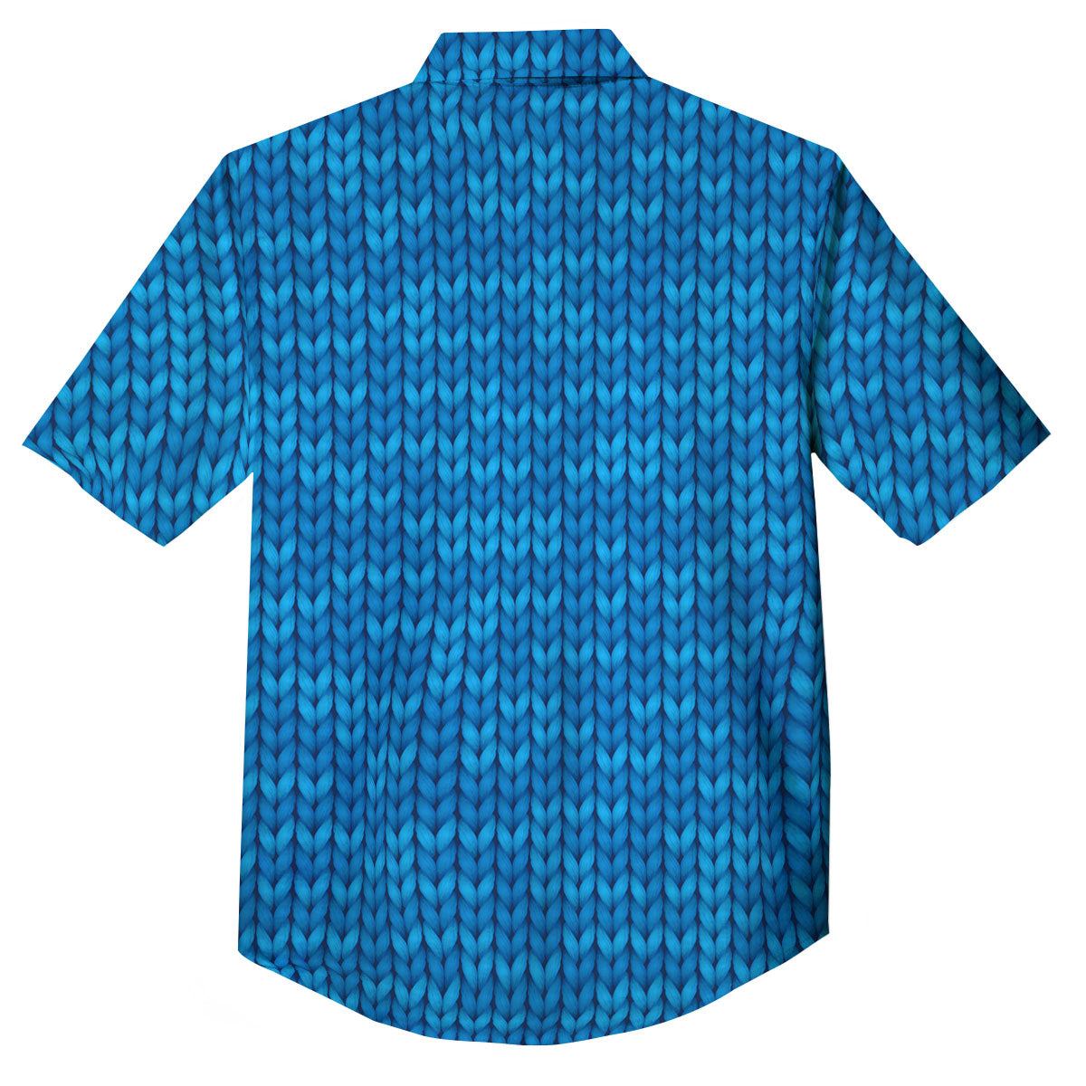 Knitted Blue Print Pattern Button Up Shirt-grizzshop