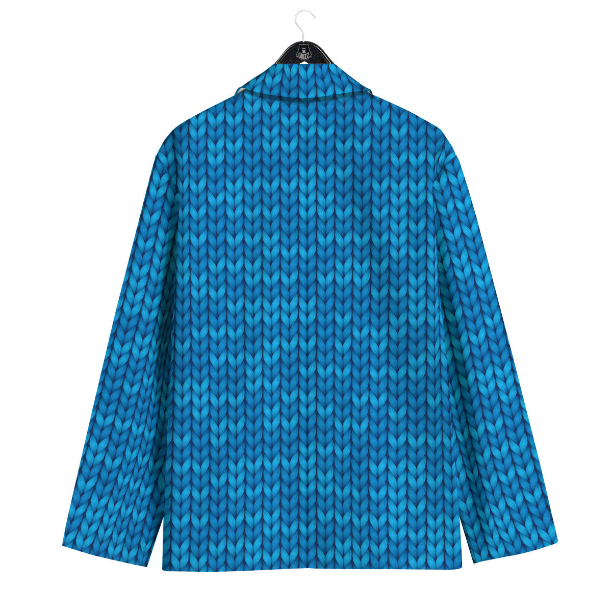 Knitted Blue Print Pattern Men's Sport Coat-grizzshop
