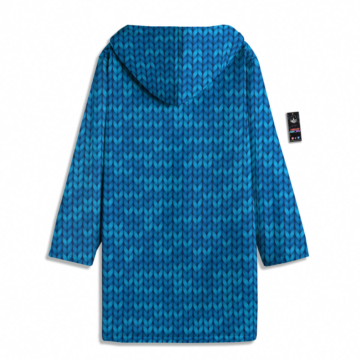 Knitted Blue Print Pattern Men's Windbreaker Jacket-grizzshop
