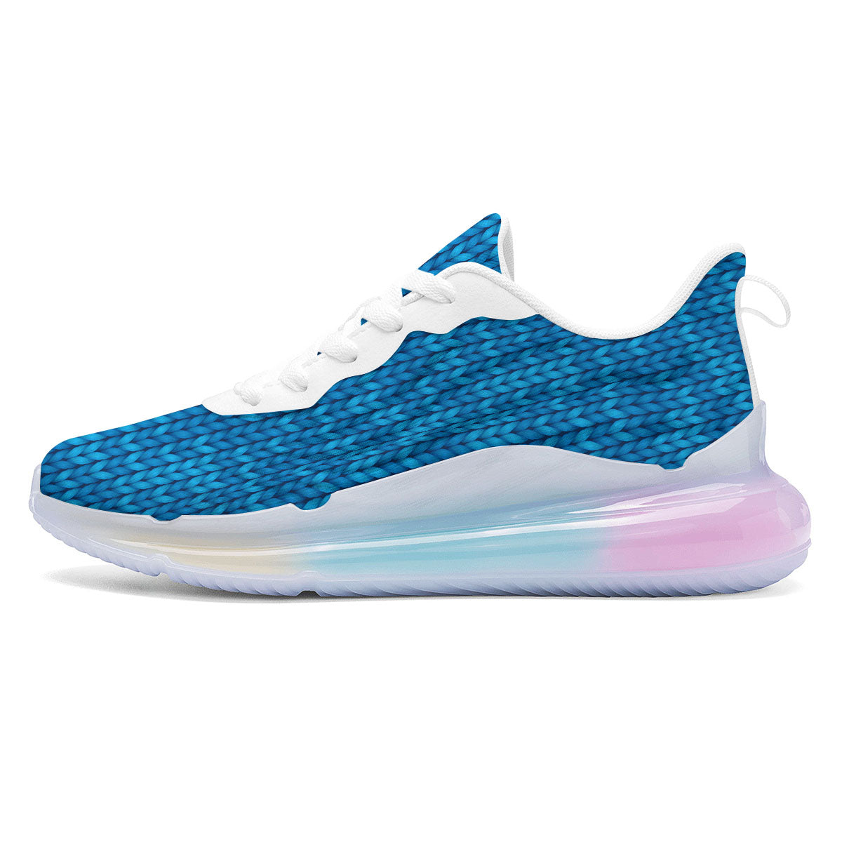 Knitted Blue Print Pattern Running Sneakers-grizzshop