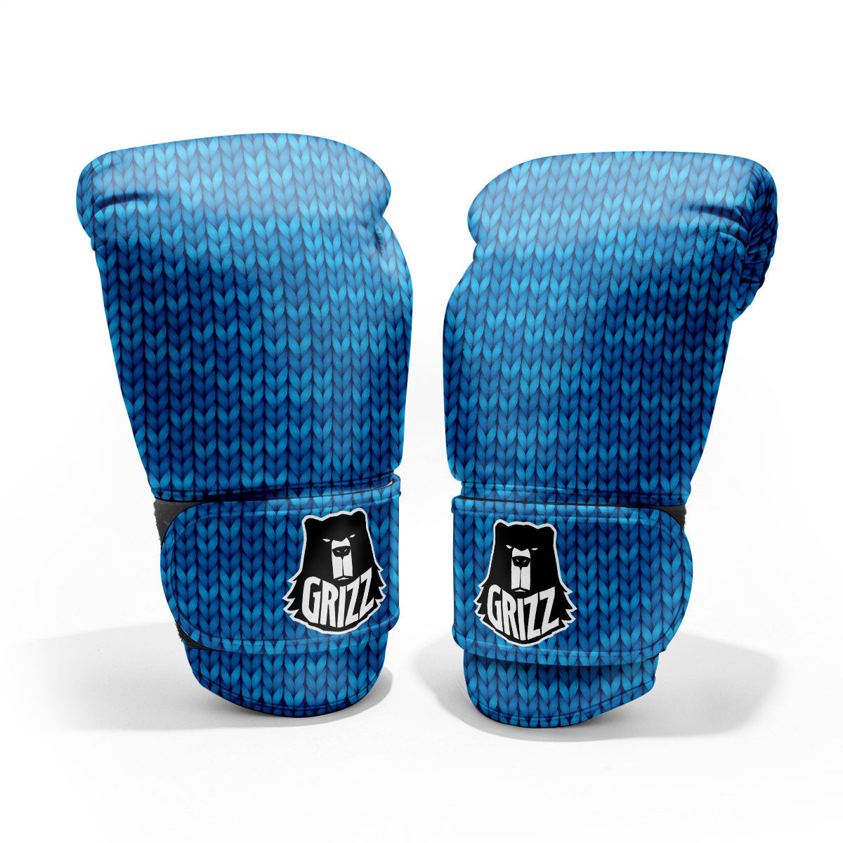 Knitted Blue Print Pattern Pro Boxing Glove