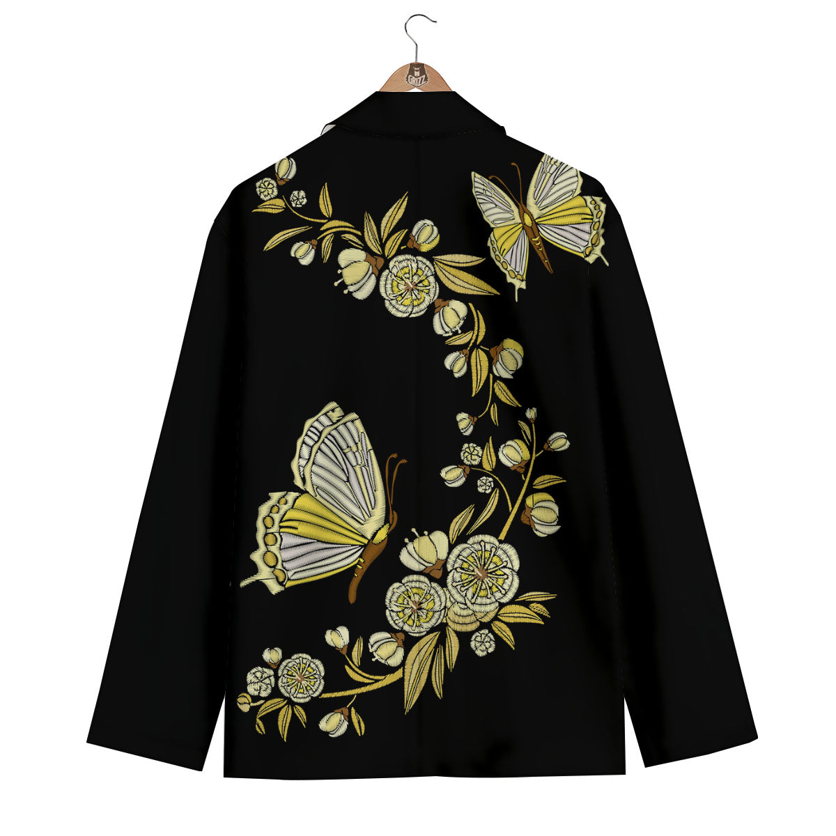 Knitted Butterfly Print Men's Blazer-grizzshop