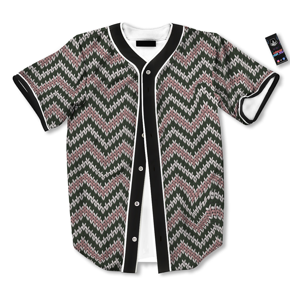 Knitted Chevron Vintage Print Pattern Baseball Jersey-grizzshop