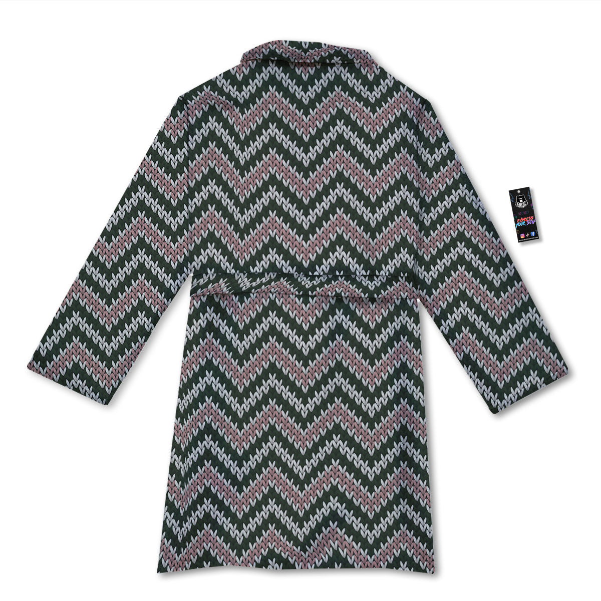 Knitted Chevron Vintage Print Pattern Bathrobe-grizzshop