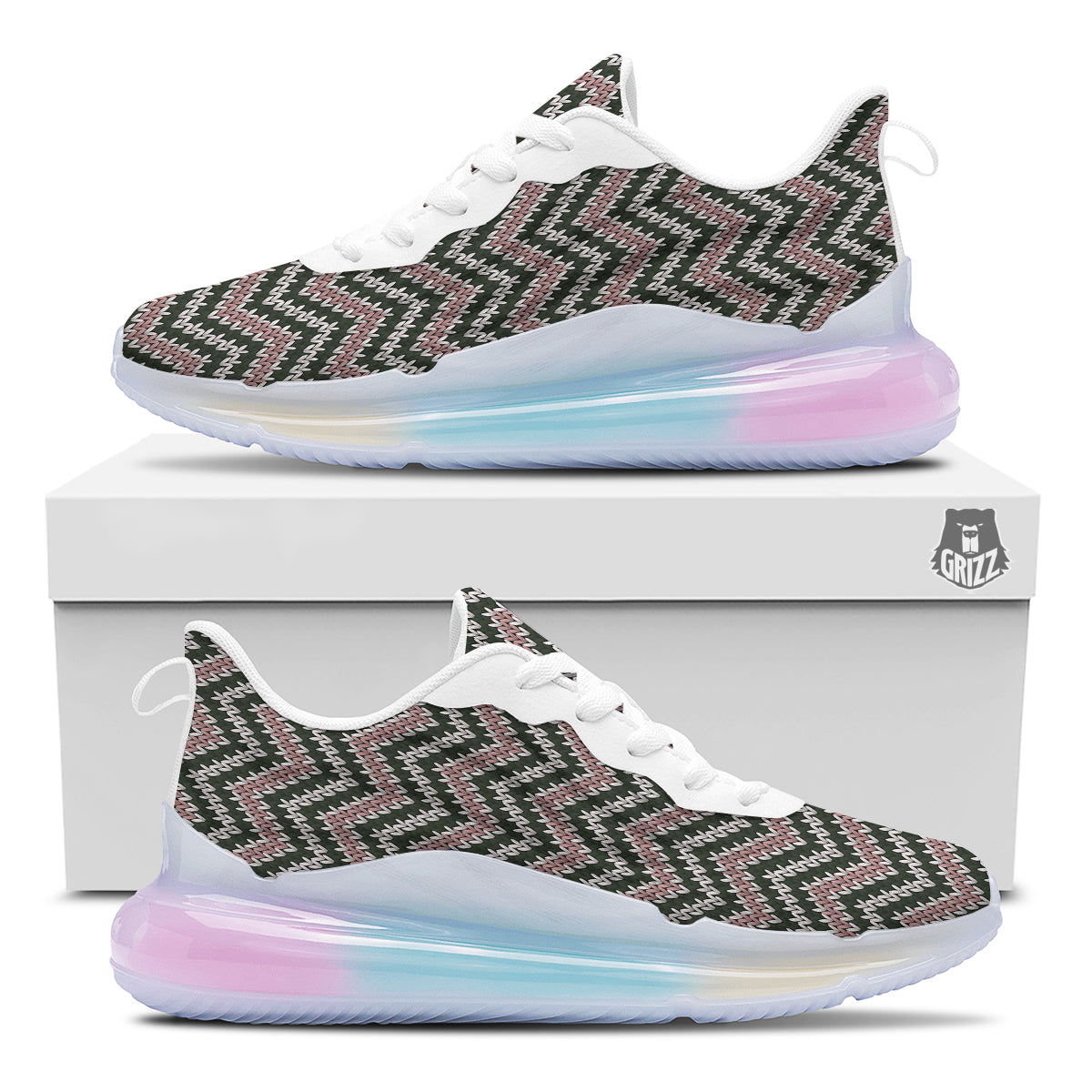 Knitted Chevron Vintage Print Pattern Running Sneakers-grizzshop