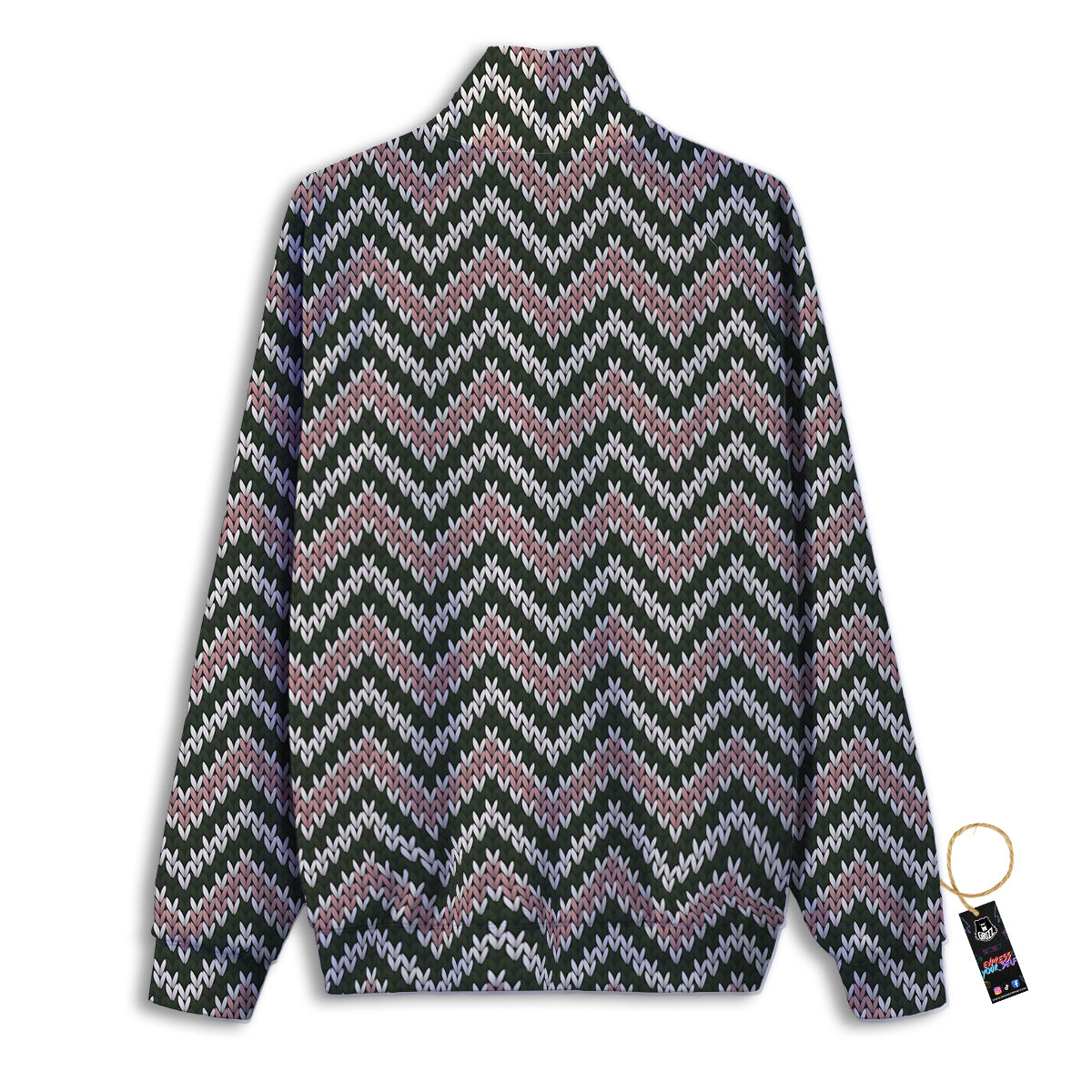 Knitted Chevron Vintage Print Pattern Track Jacket-grizzshop