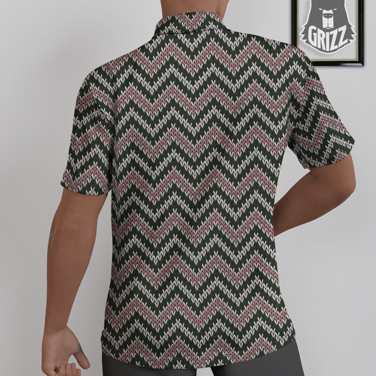 Knitted Chevron Vintage Print Pattern Untucked Shirts-grizzshop