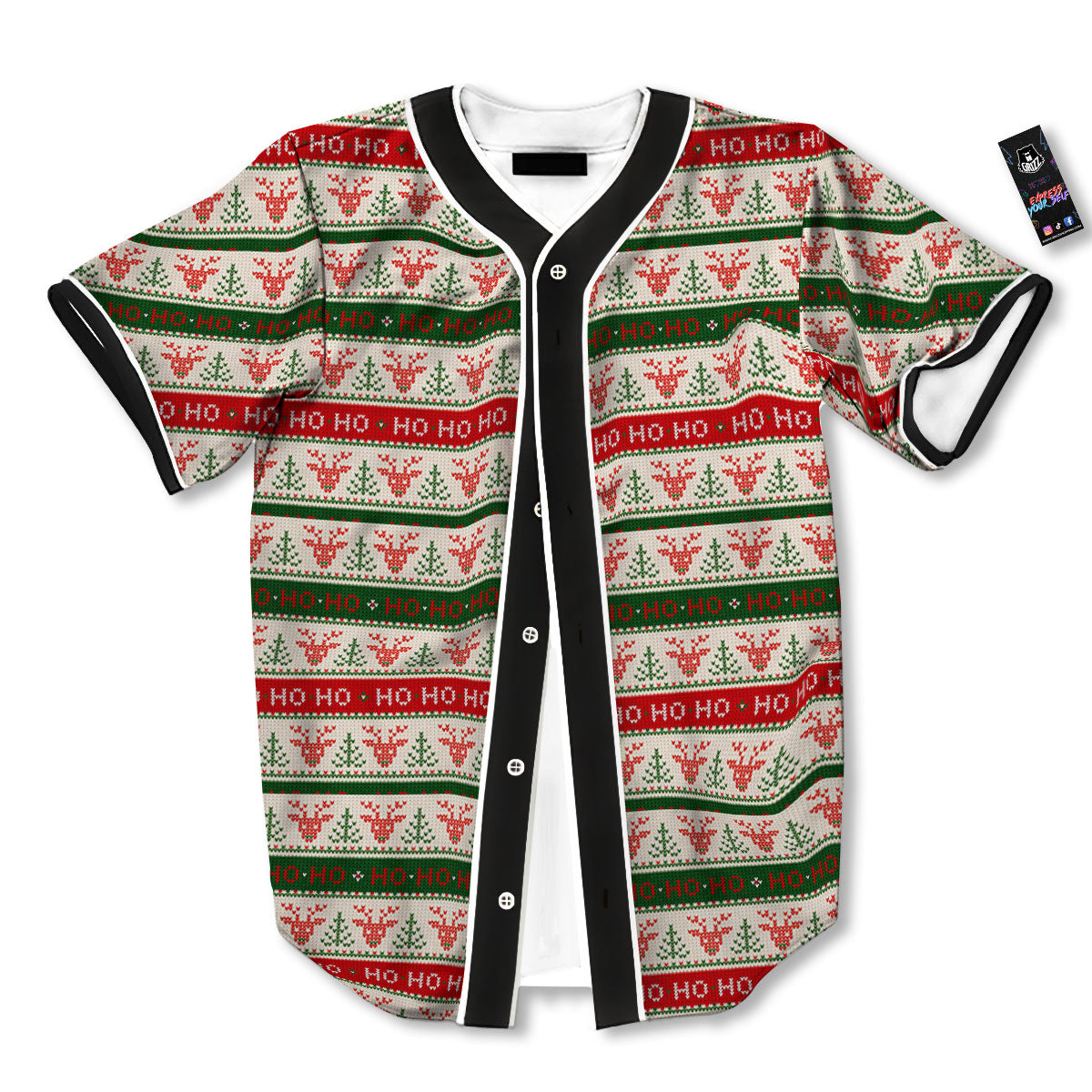 Knitted Christmas Print Pattern Baseball Jersey-grizzshop