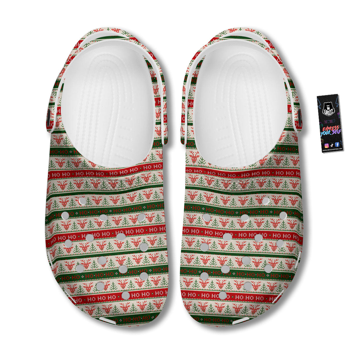 Knitted Christmas Print Pattern Clog-grizzshop
