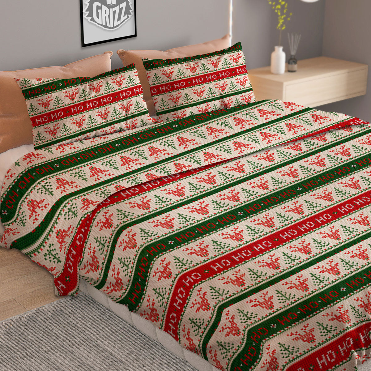Howling Wolf Golden Bohemian Print Duvet Cover Bedding Set