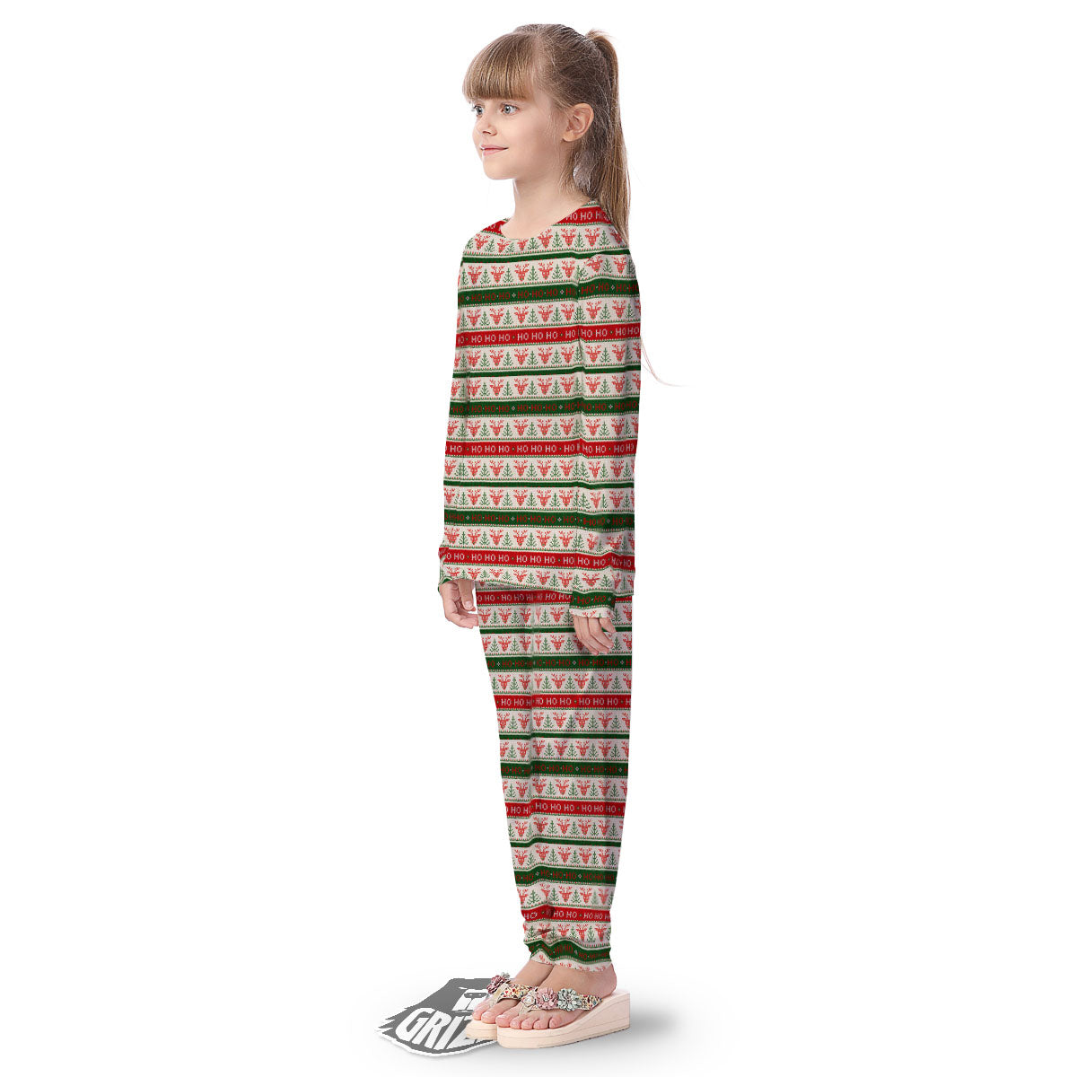 Knitted Christmas Print Pattern Kid's Pajamas-grizzshop