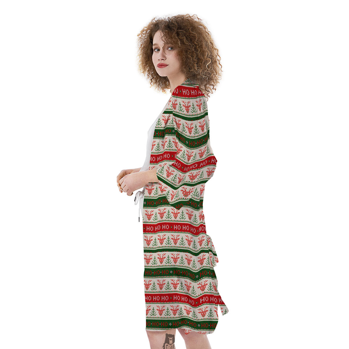 Knitted Christmas Print Pattern Kimono-grizzshop