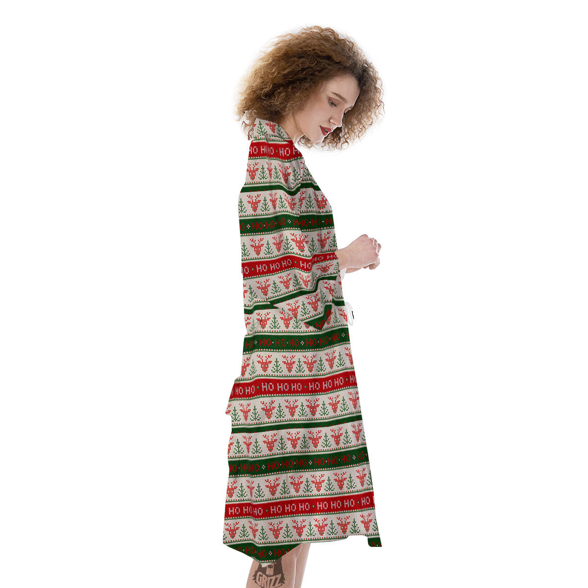 Knitted Christmas Print Pattern Kimono-grizzshop