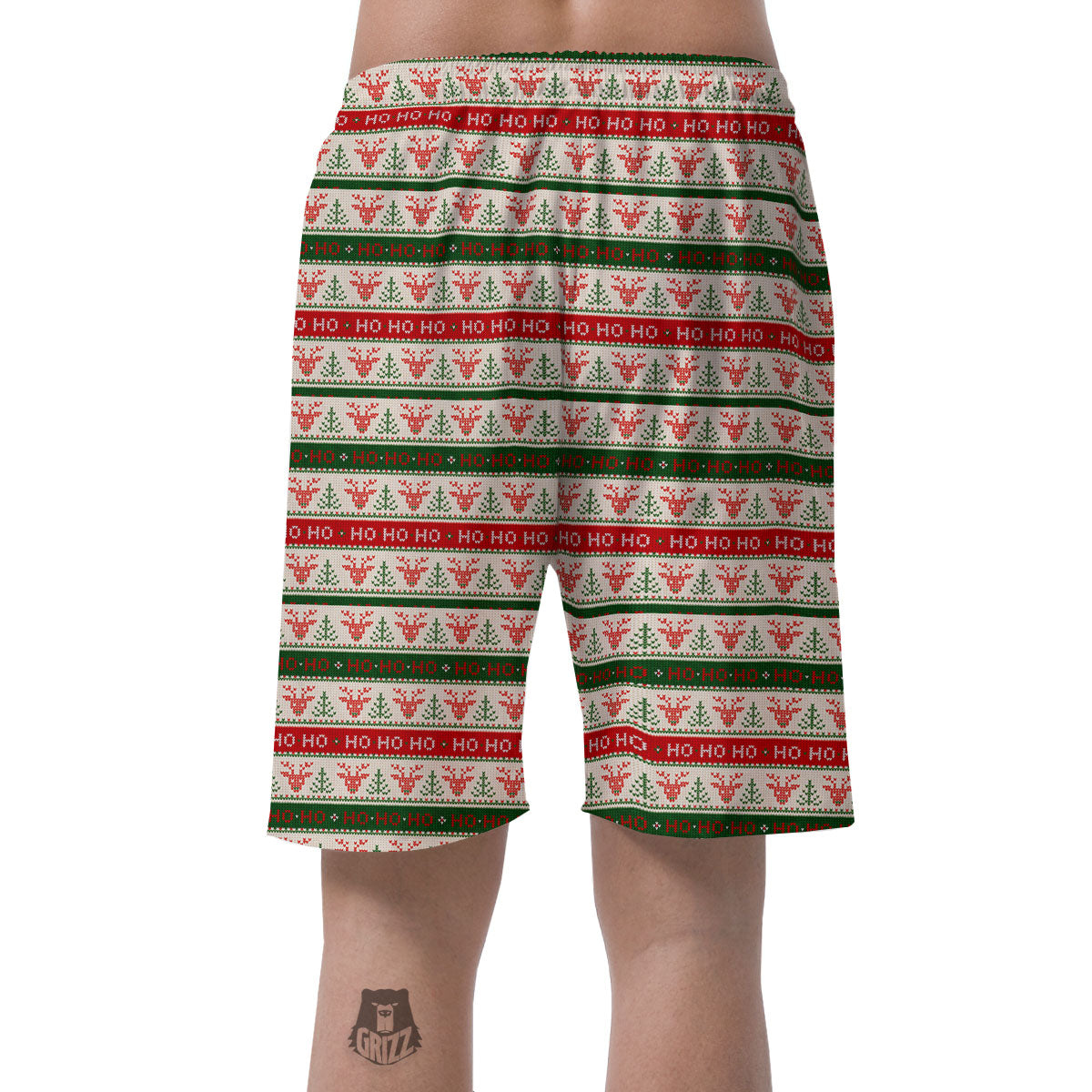Knitted Christmas Print Pattern Men's Shorts-grizzshop