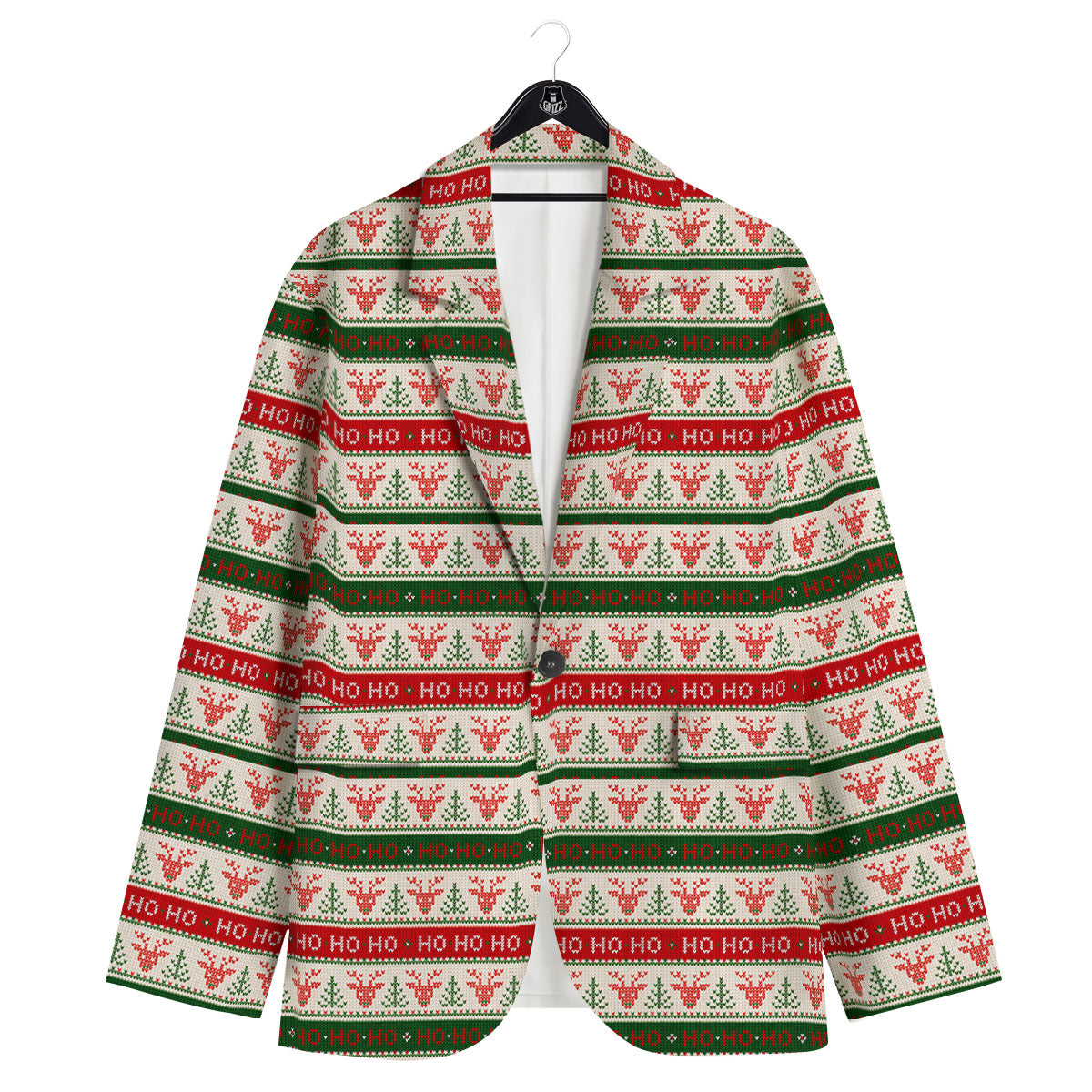 Knitted Christmas Print Pattern Men's Sport Coat-grizzshop