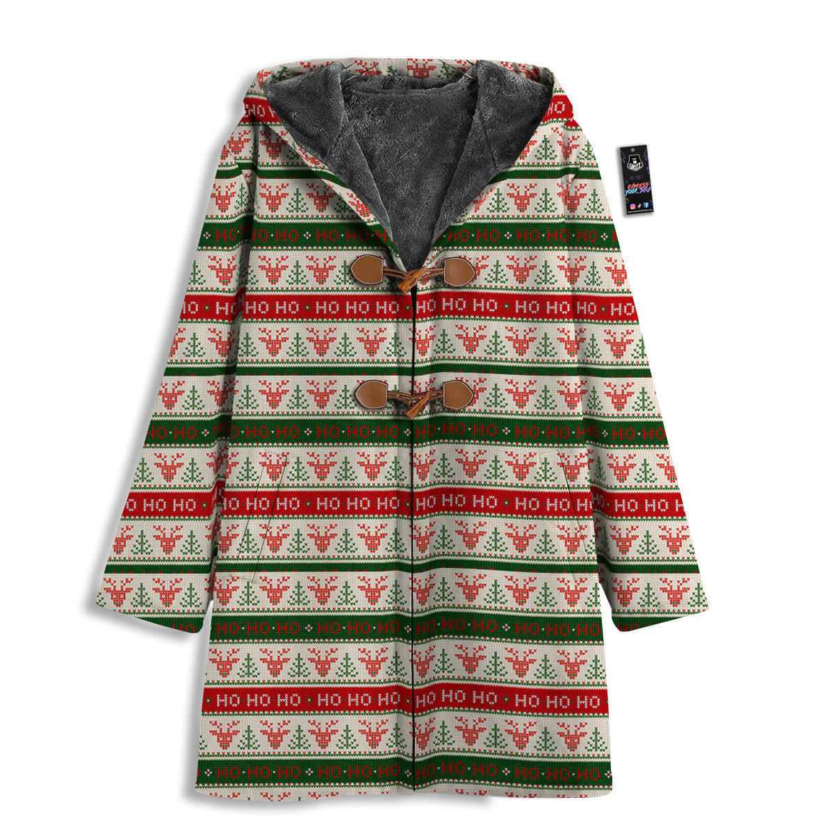 Knitted Christmas Print Pattern Men's Windbreaker Jacket-grizzshop