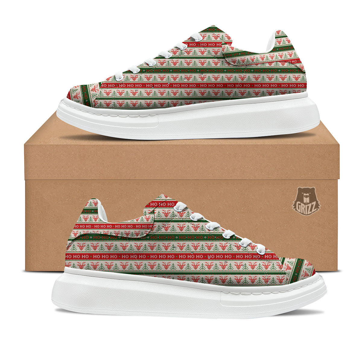 Knitted Christmas Print Pattern Platform Shoes-grizzshop