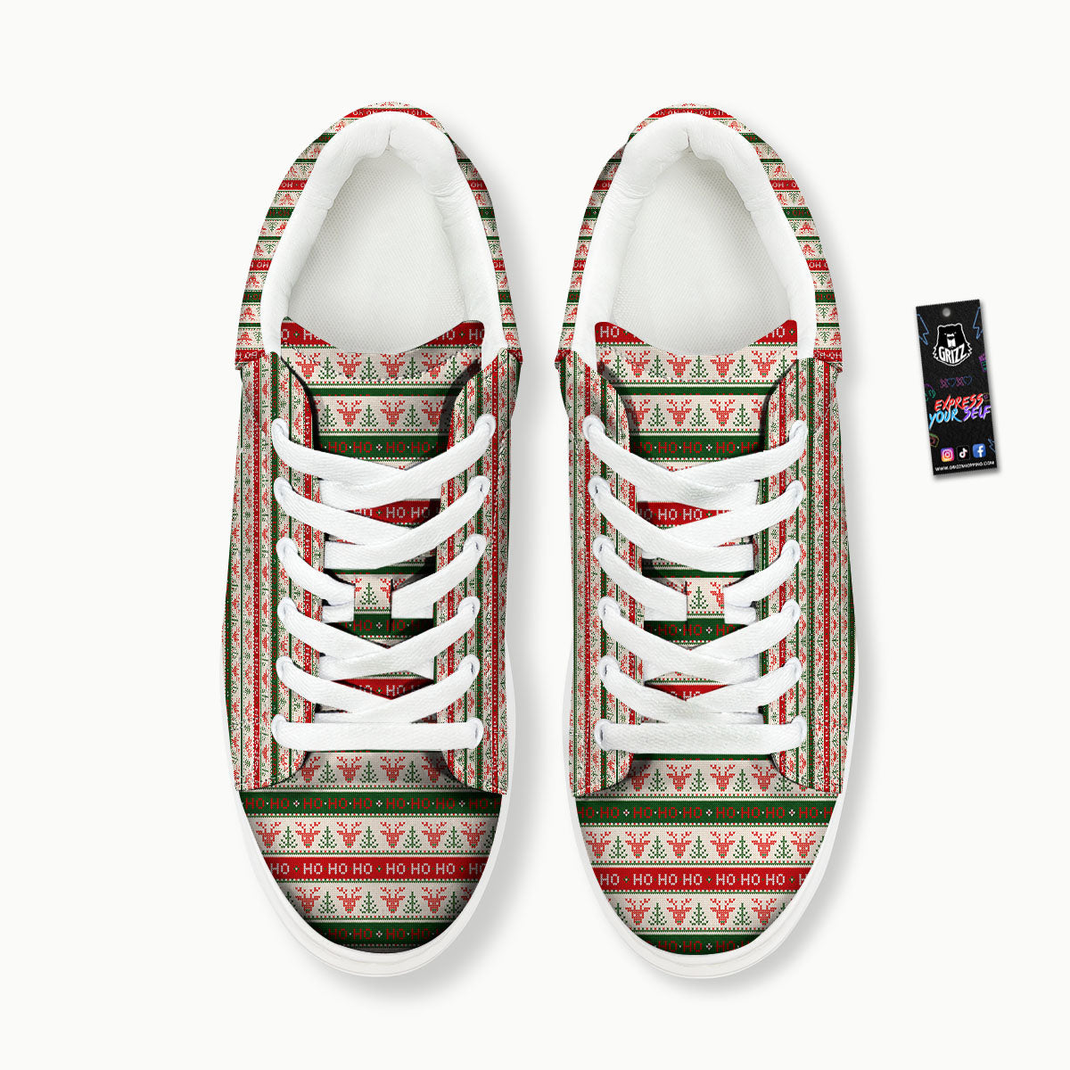 Knitted Christmas Print Pattern Platform Shoes-grizzshop