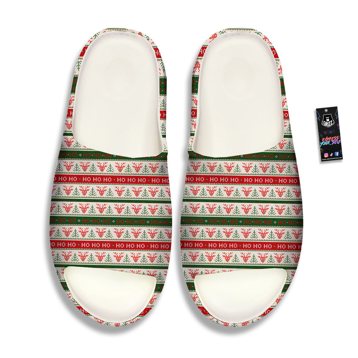 Knitted Christmas Print Pattern Sandals-grizzshop