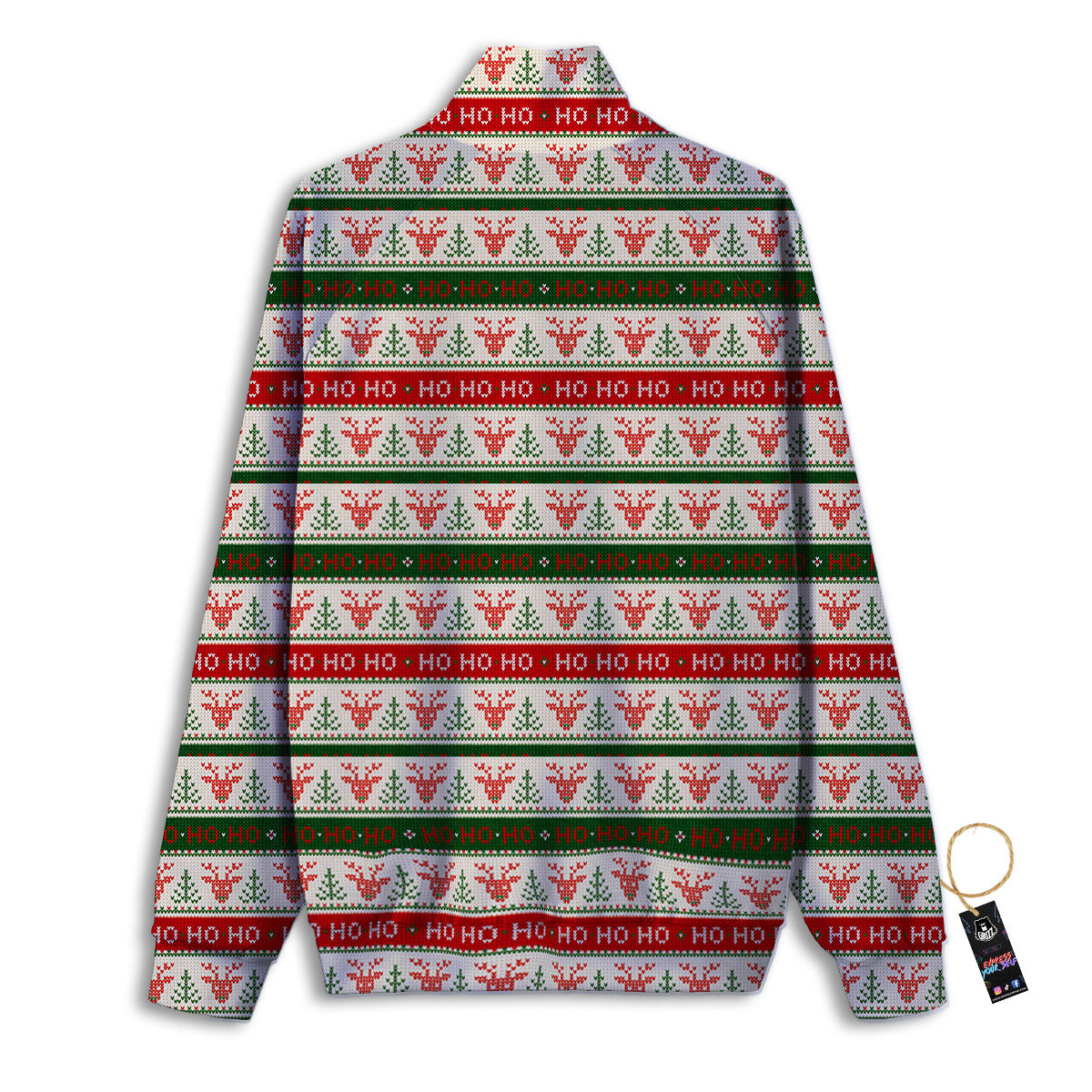 Knitted Christmas Print Pattern Track Jacket-grizzshop
