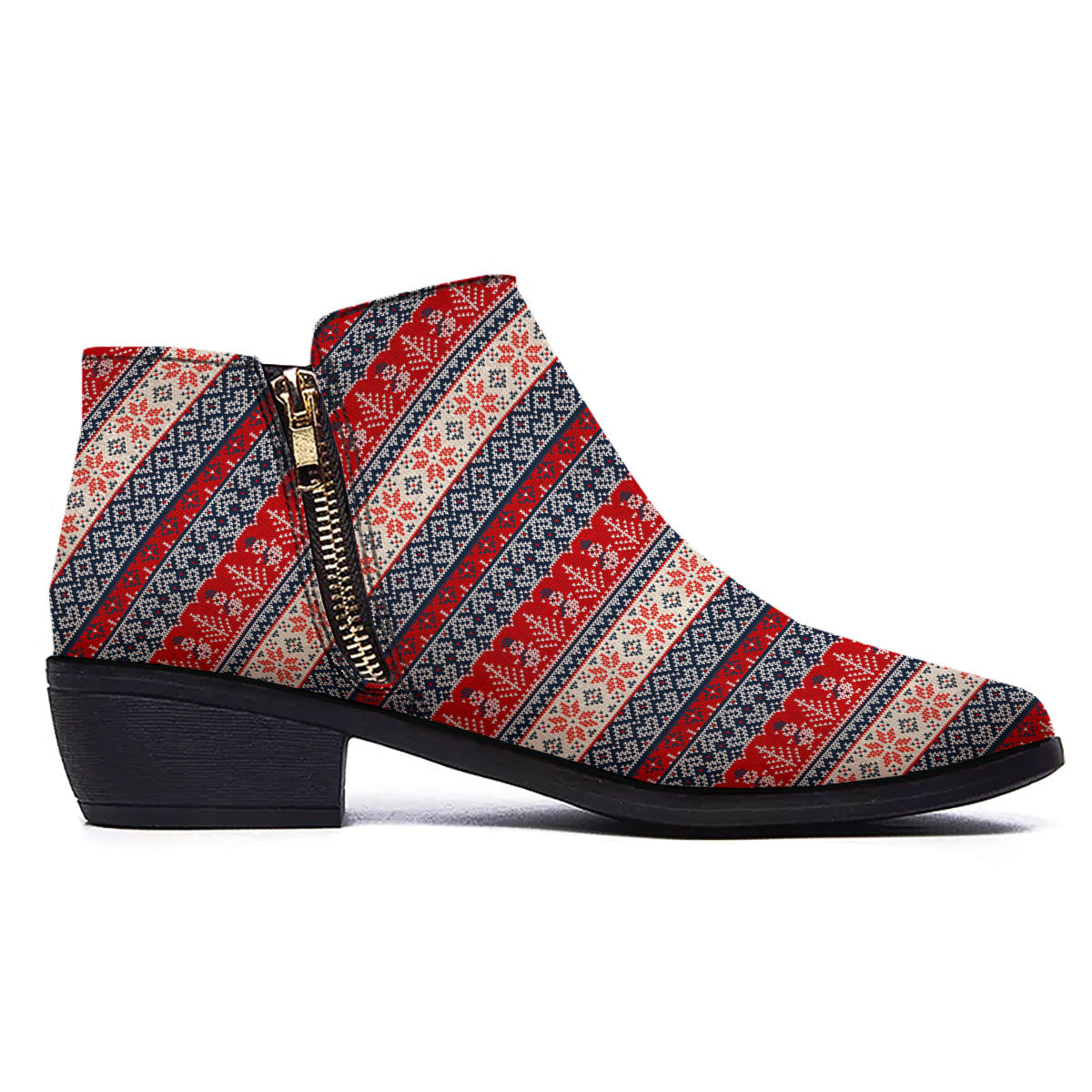 Knitted Christmas Snowman Print Pattern Ankle Boots-grizzshop