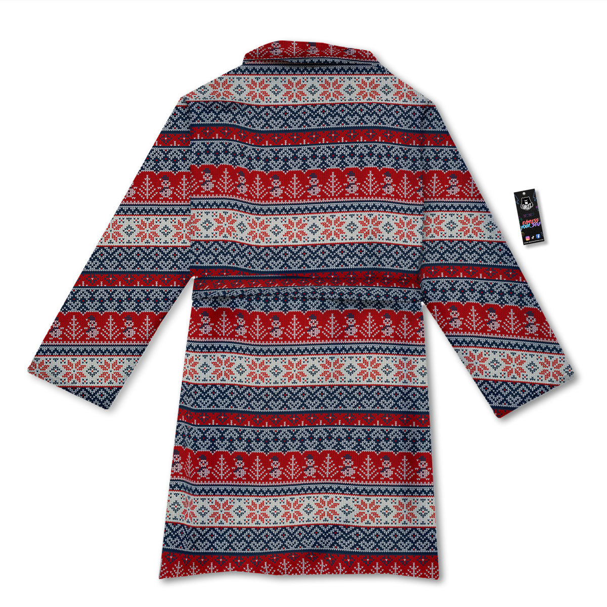 Knitted Christmas Snowman Print Pattern Bathrobe-grizzshop