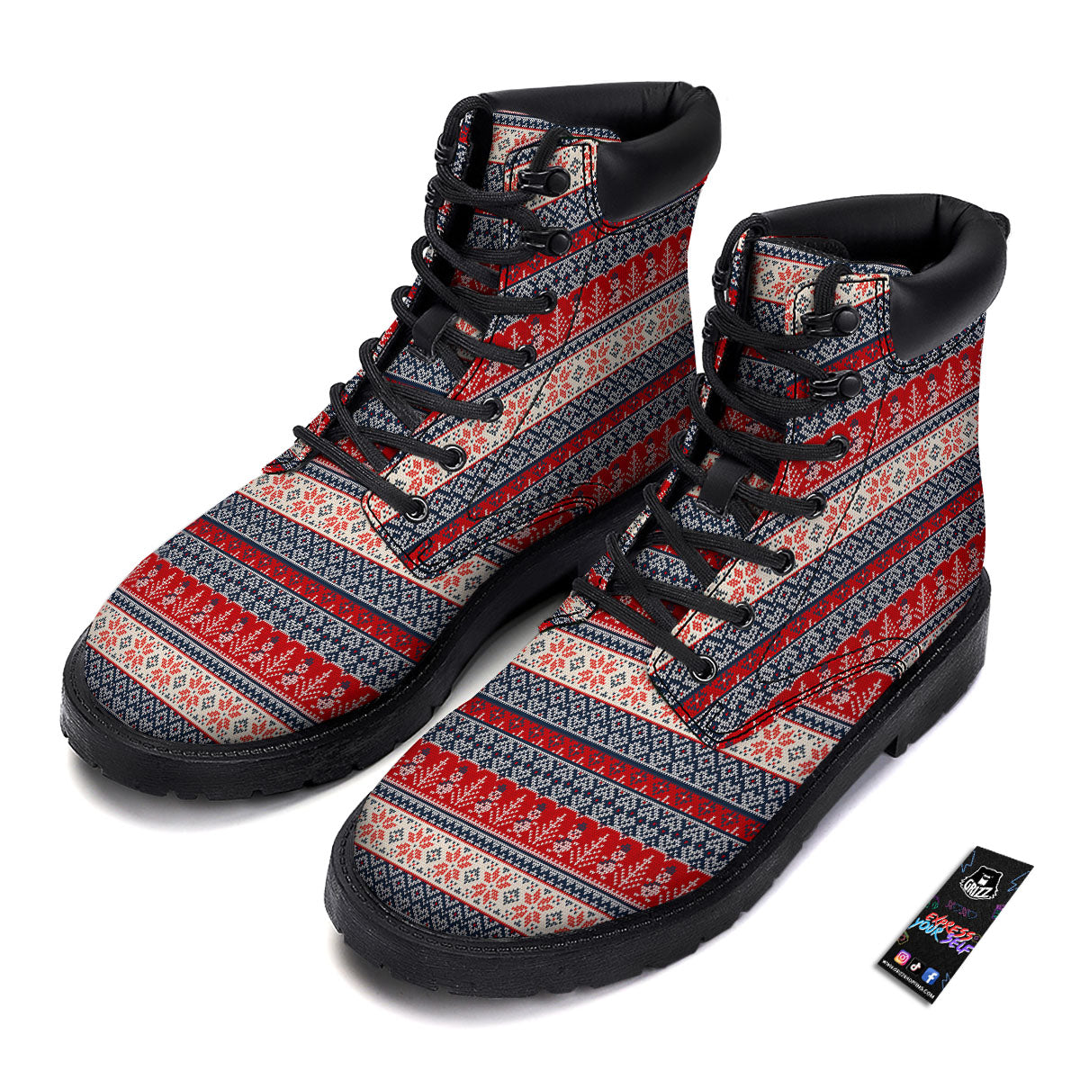 Knitted Christmas Snowman Print Pattern Boots-grizzshop