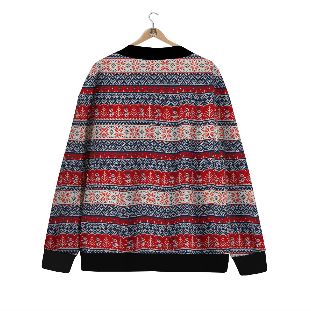 Knitted Christmas Snowman Print Pattern Cardigan-grizzshop