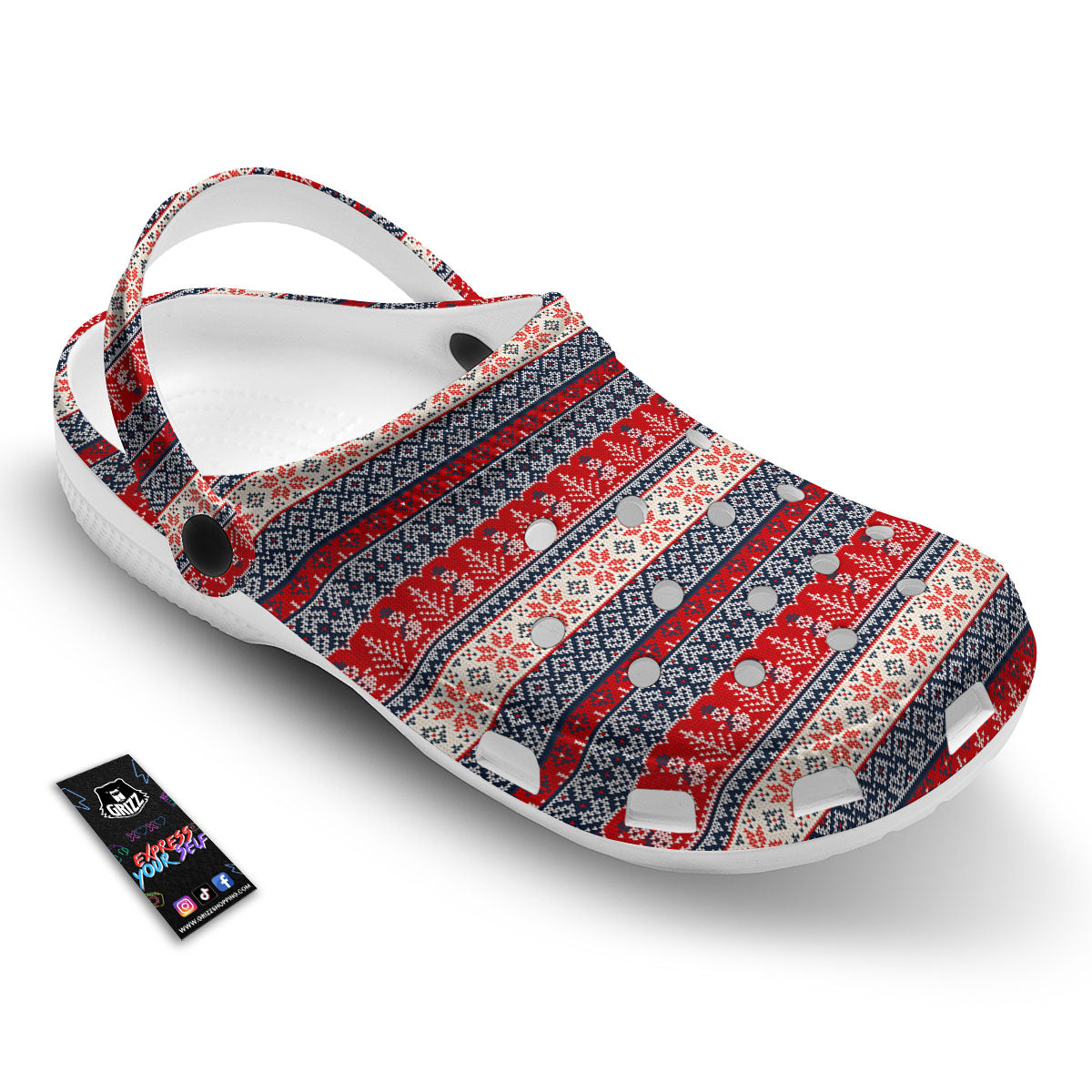 Knitted Christmas Snowman Print Pattern Clog-grizzshop