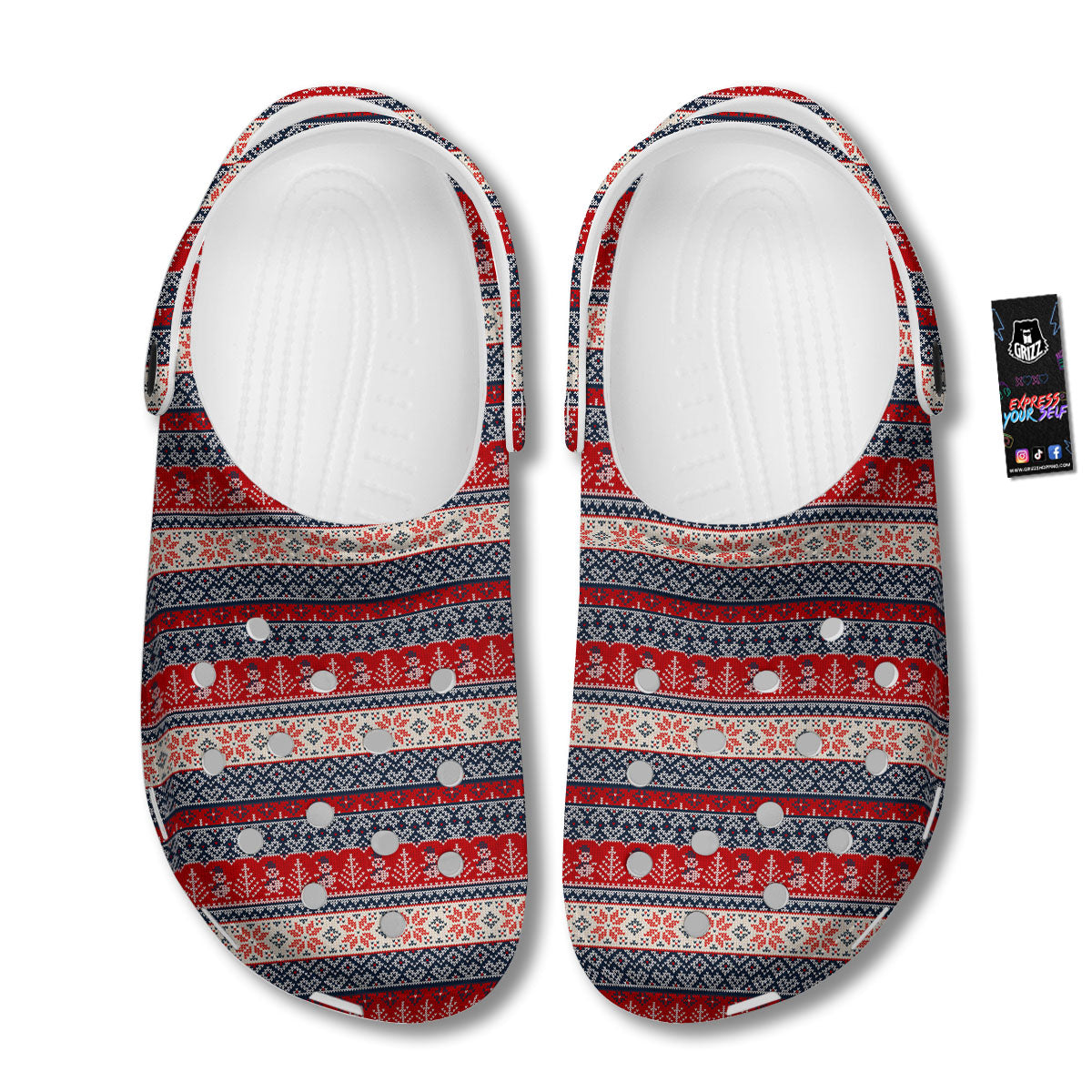 Knitted Christmas Snowman Print Pattern Clog-grizzshop