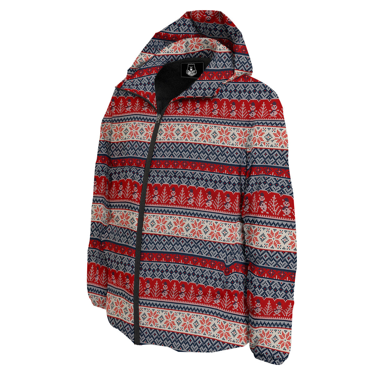 Knitted Christmas Snowman Print Pattern Down Jacket-grizzshop