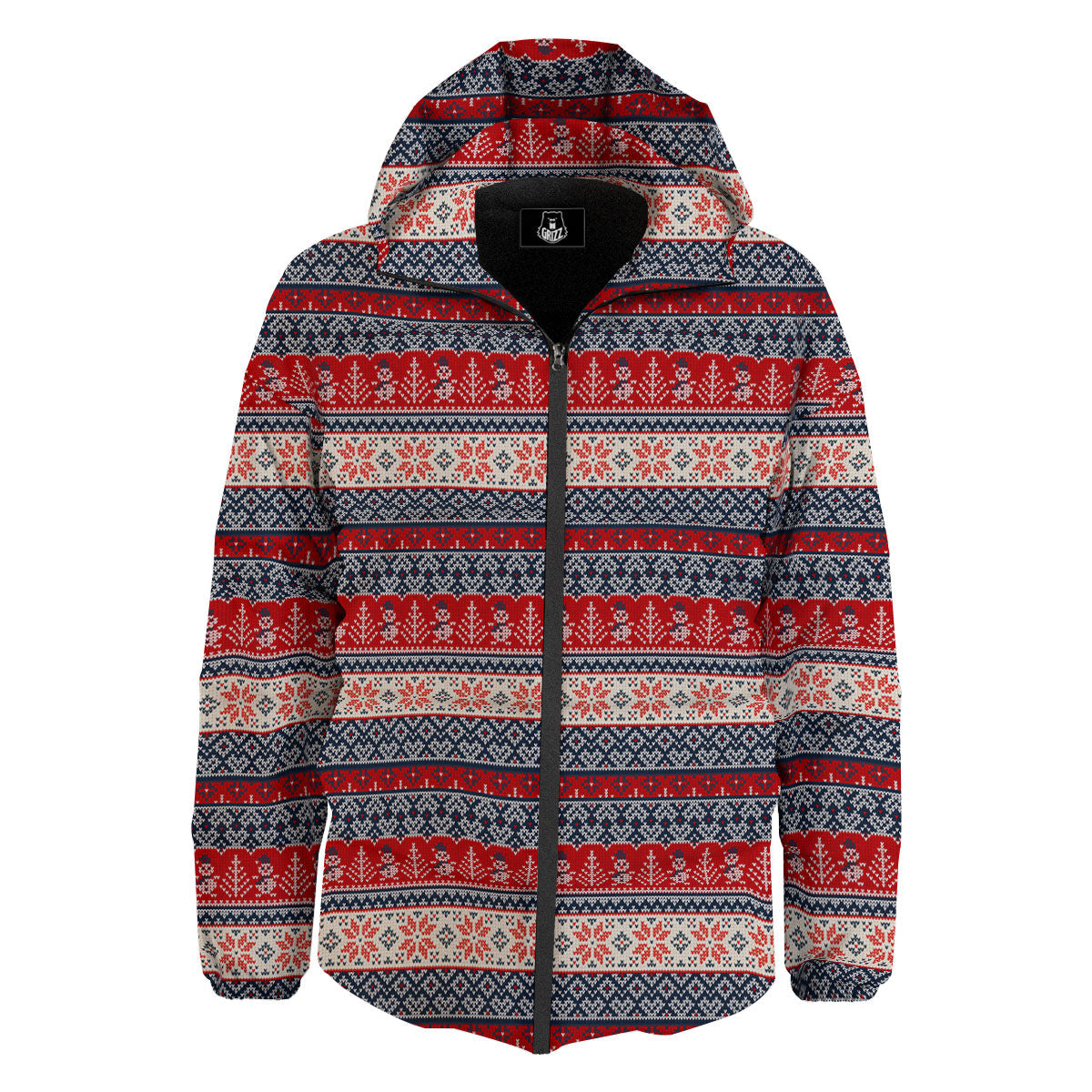 Knitted Christmas Snowman Print Pattern Down Jacket-grizzshop