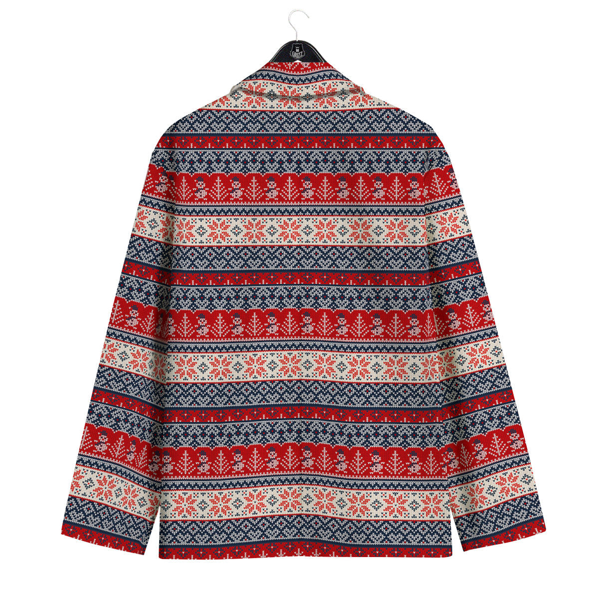 Knitted Christmas Snowman Print Pattern Men's Sport Coat-grizzshop