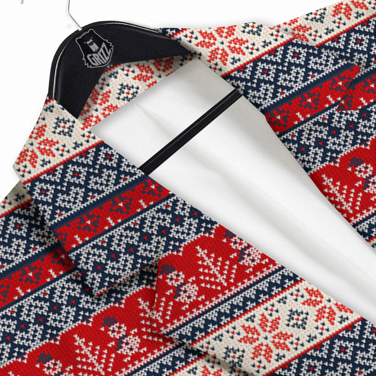 Knitted Christmas Snowman Print Pattern Men's Sport Coat-grizzshop