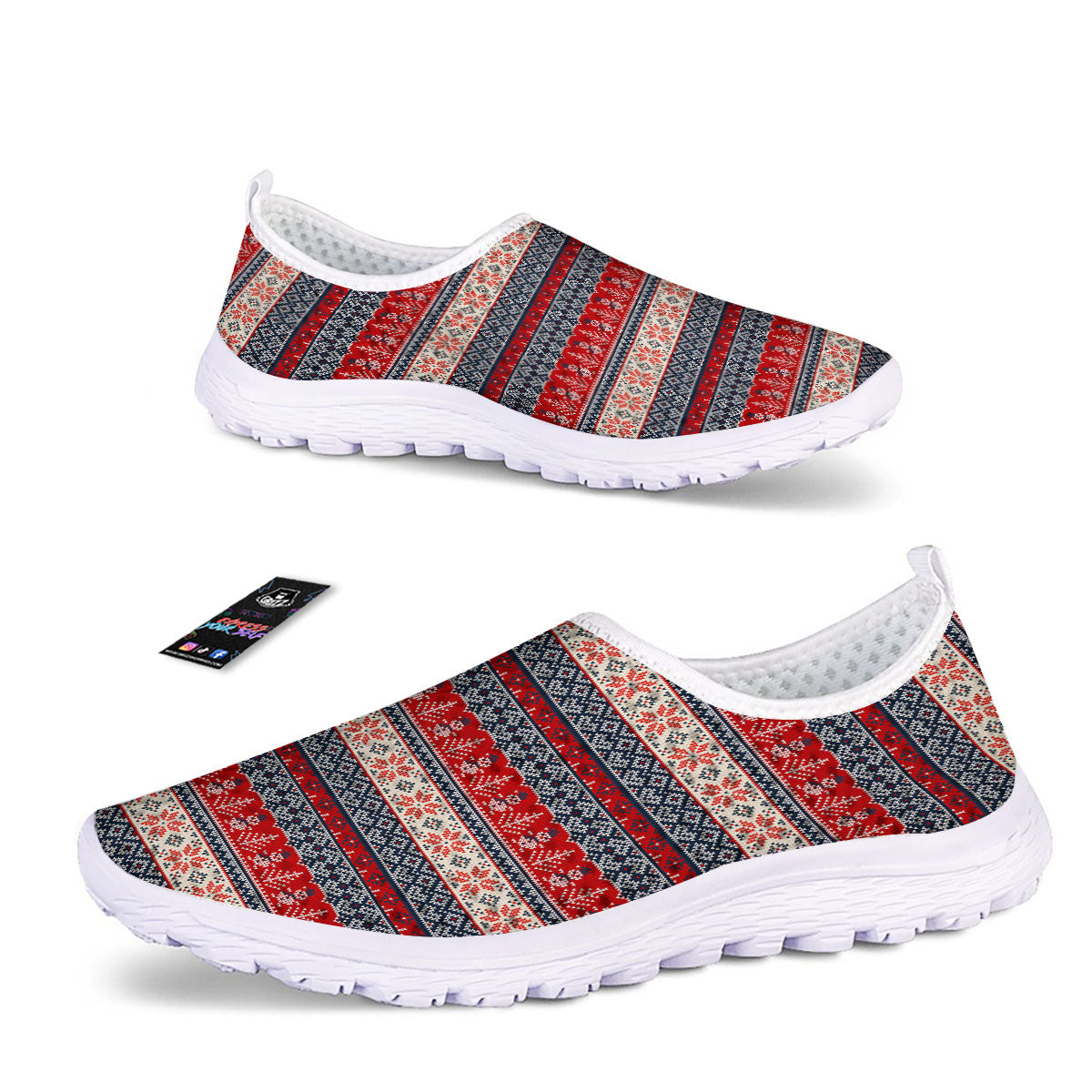 Knitted Christmas Snowman Print Pattern Nurse Shoes-grizzshop