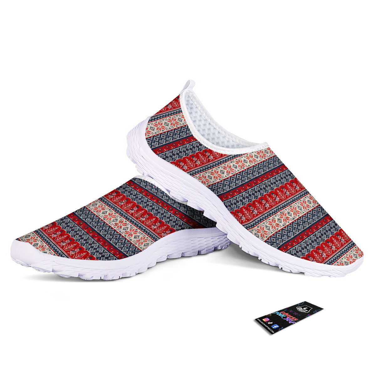 Knitted Christmas Snowman Print Pattern Nurse Shoes-grizzshop