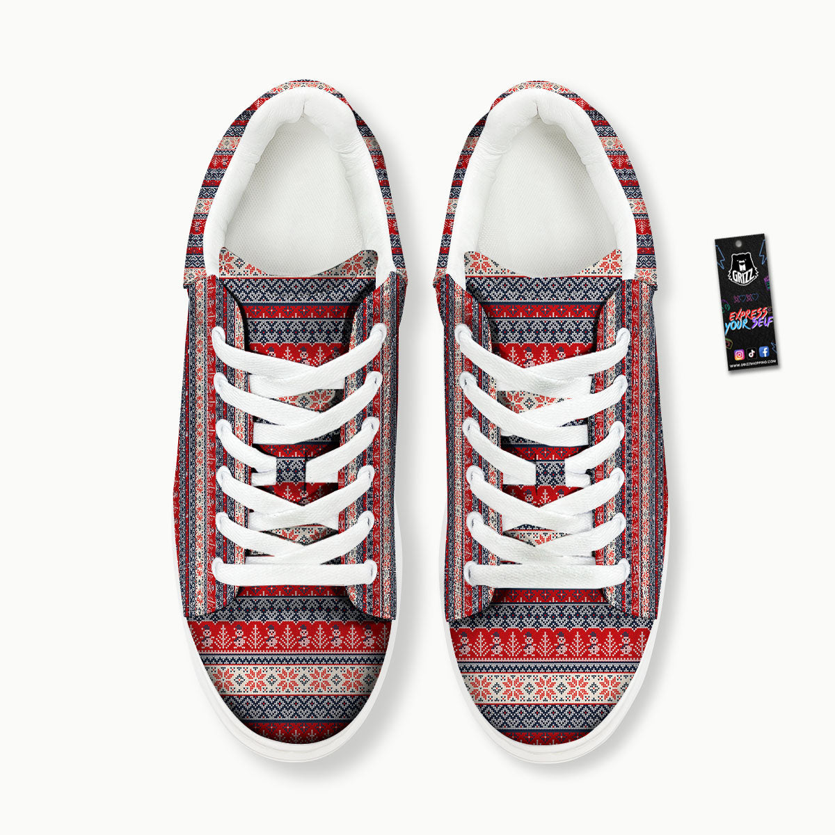Knitted Christmas Snowman Print Pattern Platform Shoes-grizzshop