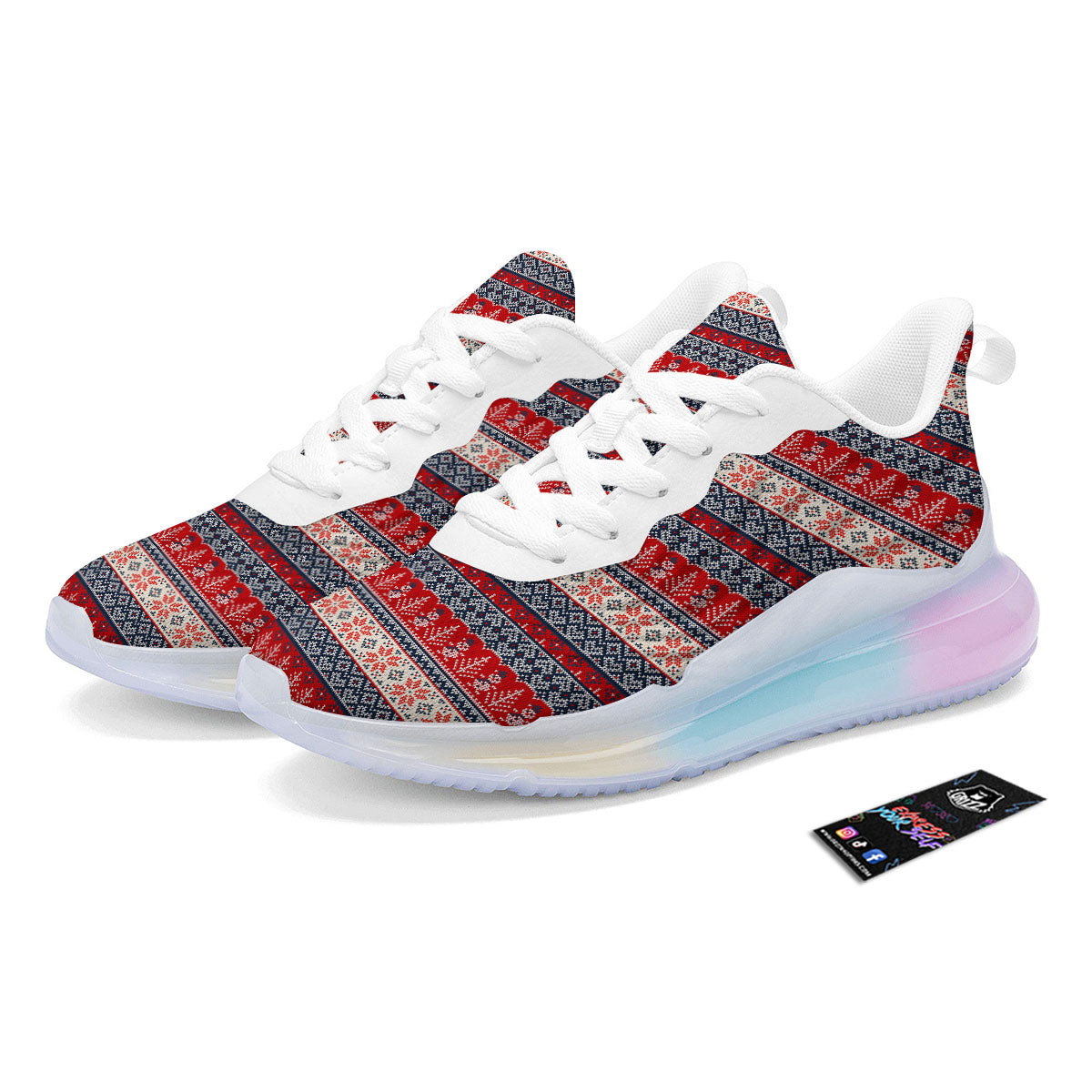 Knitted Christmas Snowman Print Pattern Running Sneakers-grizzshop