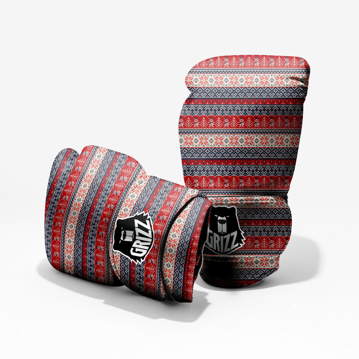 Knitted Christmas Snowman Print Pattern Pro Boxing Glove