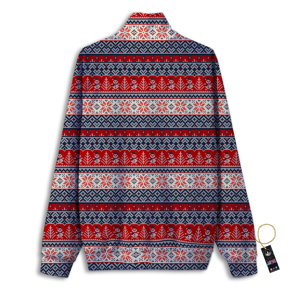 Knitted Christmas Snowman Print Pattern Track Jacket-grizzshop