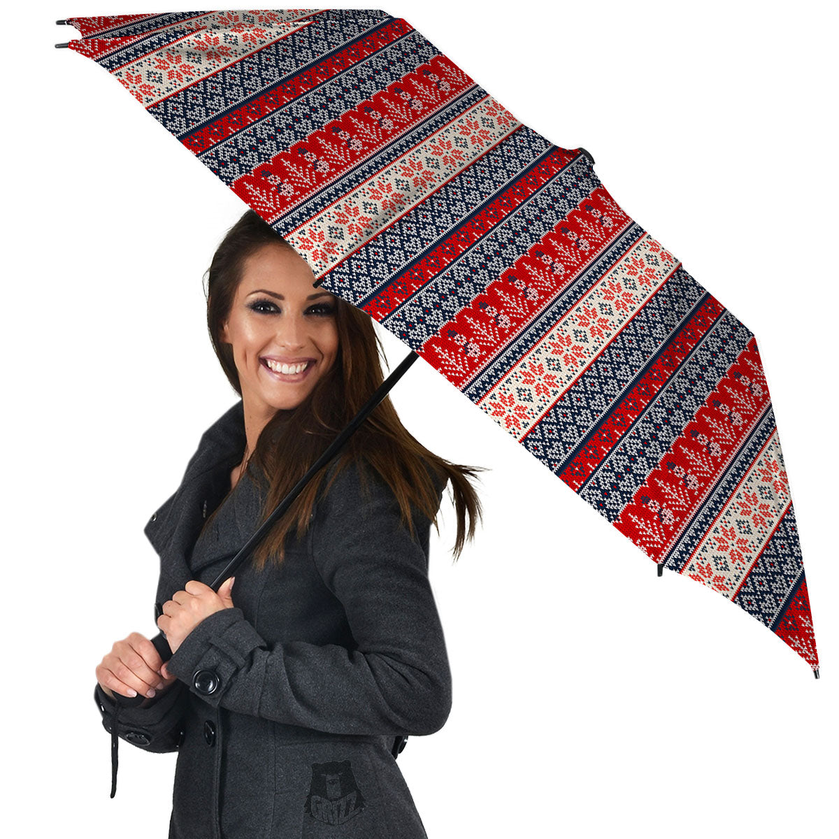 Knitted Christmas Snowman Print Pattern Umbrella-grizzshop
