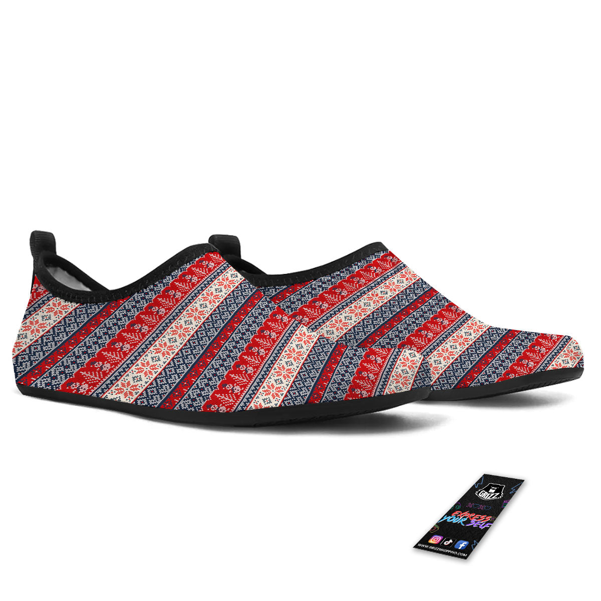 Knitted Christmas Snowman Print Pattern Water Shoes-grizzshop
