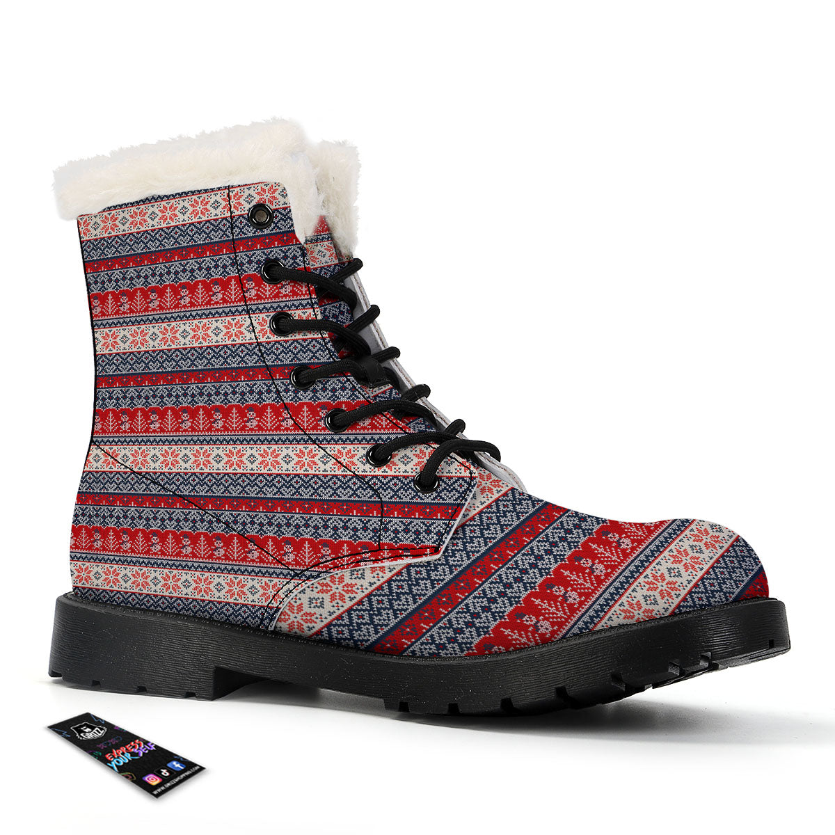 Knitted Christmas Snowman Print Pattern Winter Boots-grizzshop