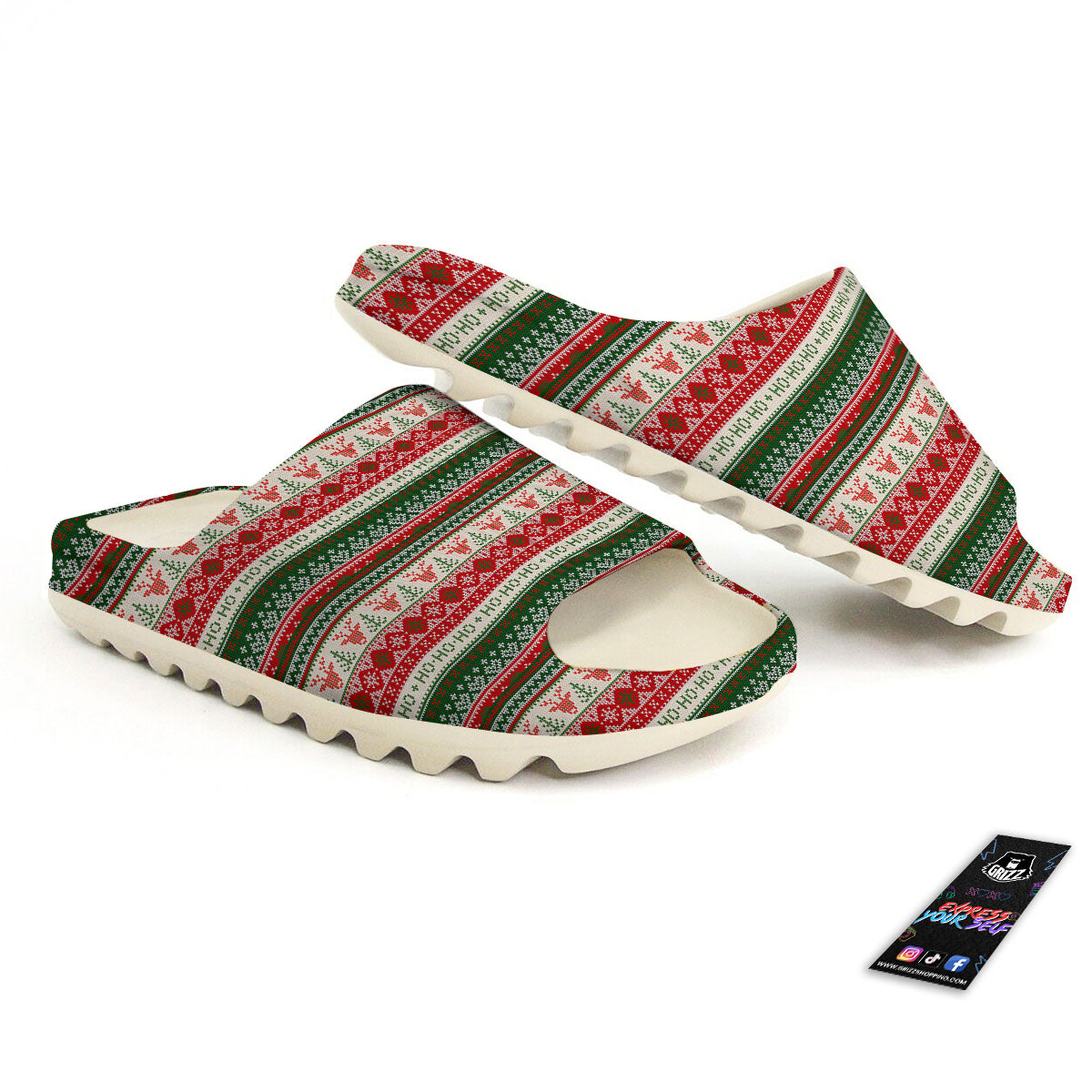 Knitted Christmas Tree Print Pattern Sandals-grizzshop