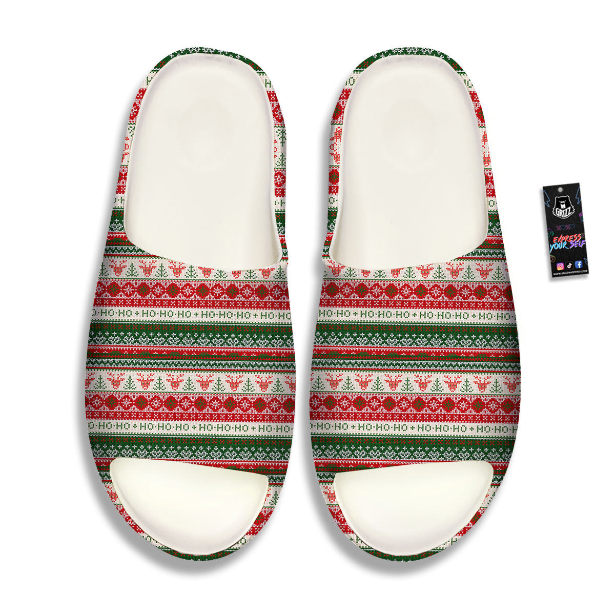Knitted Christmas Tree Print Pattern Sandals-grizzshop