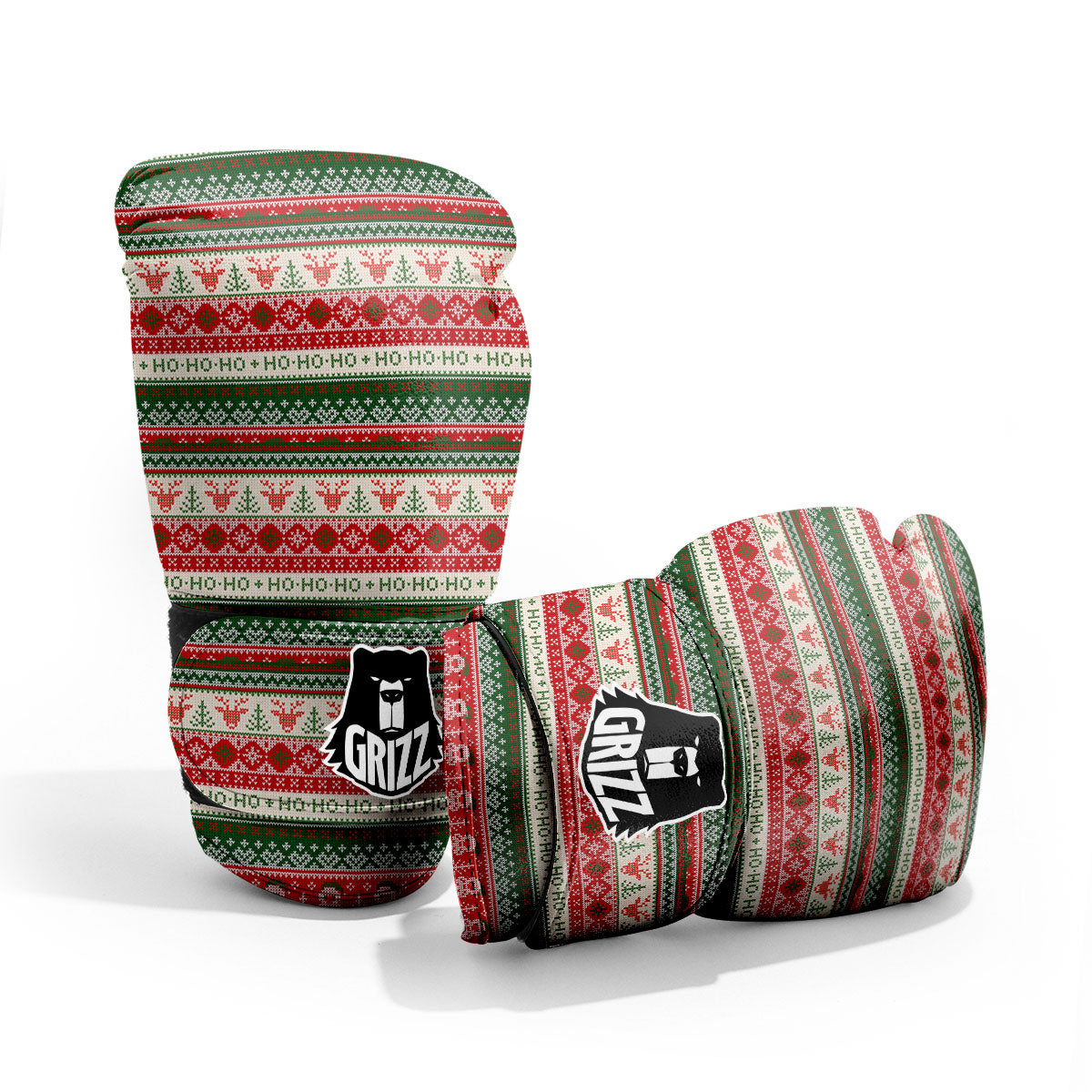 Knitted Christmas Tree Print Pattern Pro Boxing Glove
