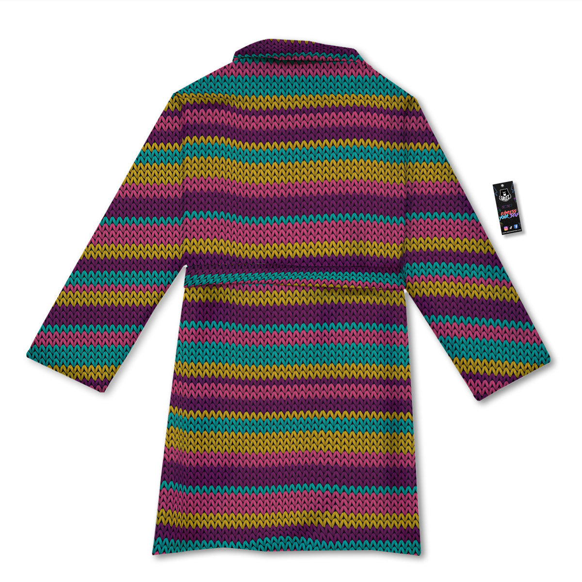 Knitted Colorful Print Pattern Bathrobe-grizzshop