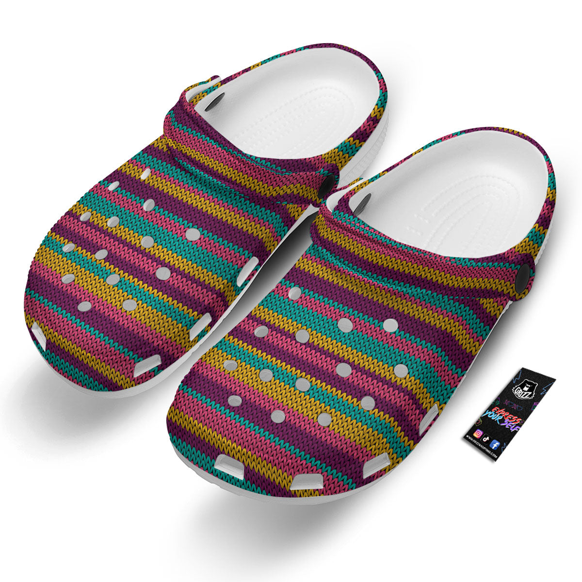 Knitted Colorful Print Pattern Clog-grizzshop