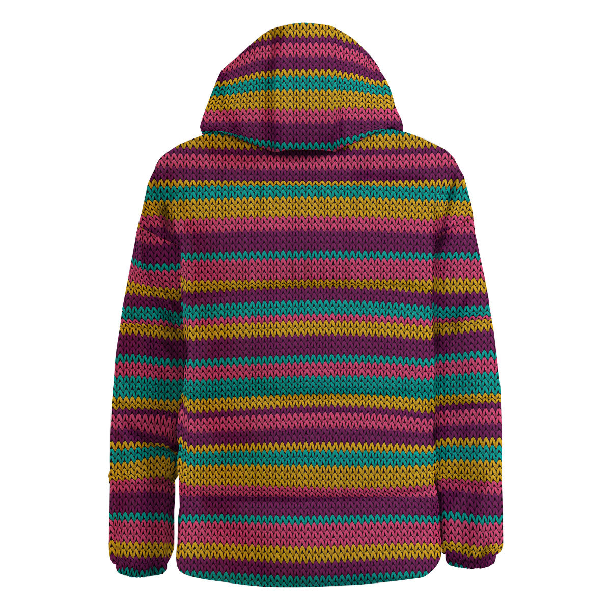 Knitted Colorful Print Pattern Down Jacket-grizzshop