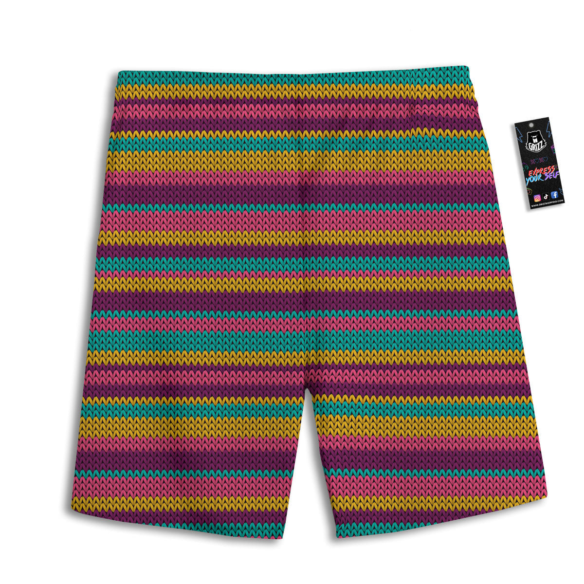 Knitted Colorful Print Pattern Men's Athletic Shorts